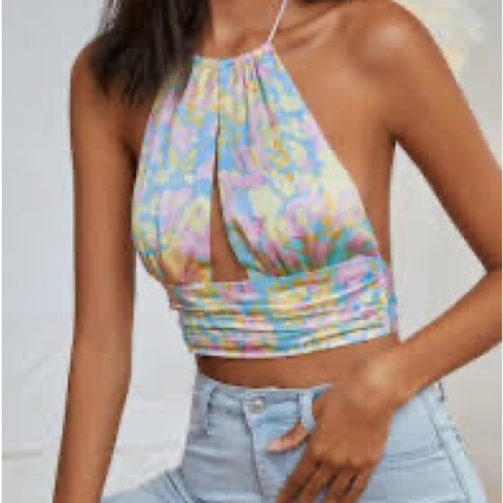 Satin Cropped tie top